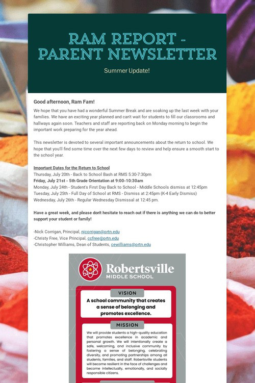Ram Report - Parent Newsletter