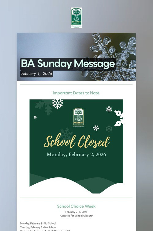 BA Sunday Message
