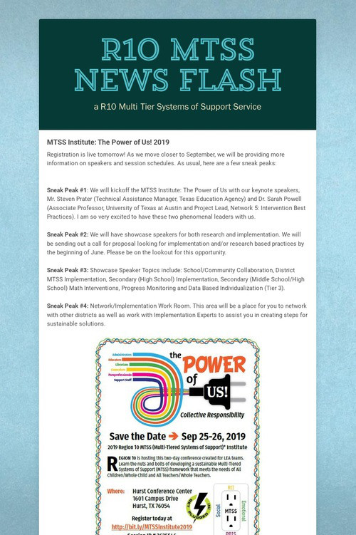 R10 MTSS News Flash