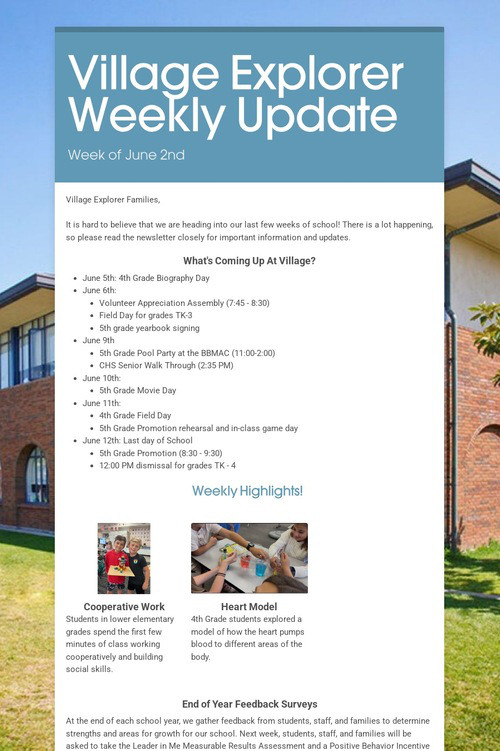 Village Explorer Weekly Update