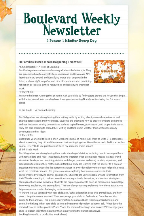 Boulevard Weekly Newsletter
