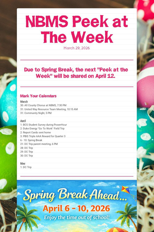 NBMS Peek at The Week