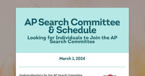 AP Search Committee & Schedule
