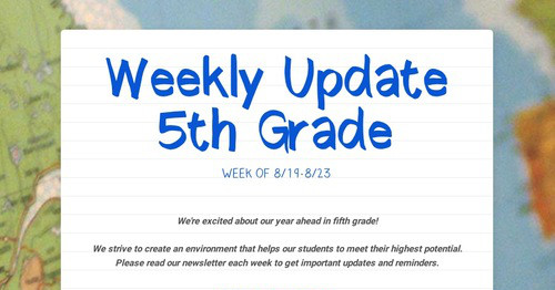 Weekly Update 5th Grade