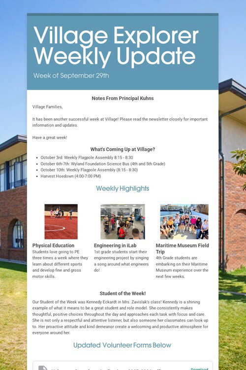 Village Explorer Weekly Update