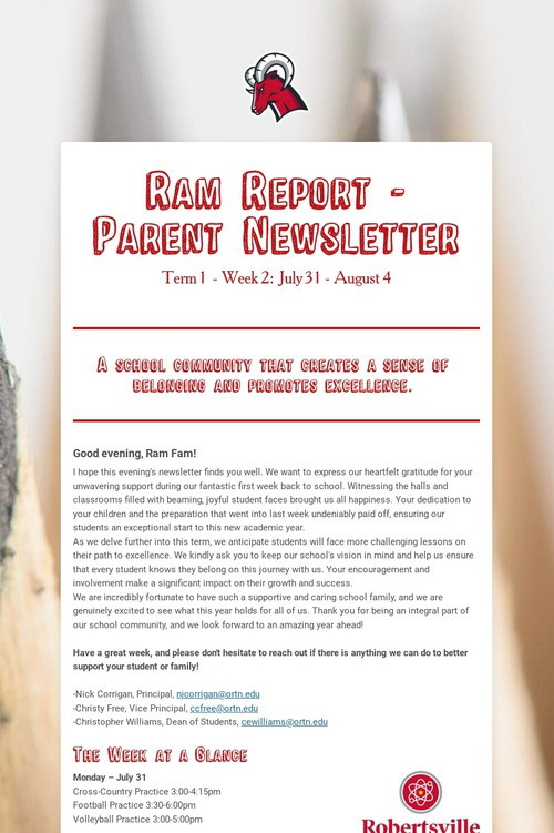 Ram Report - Parent Newsletter