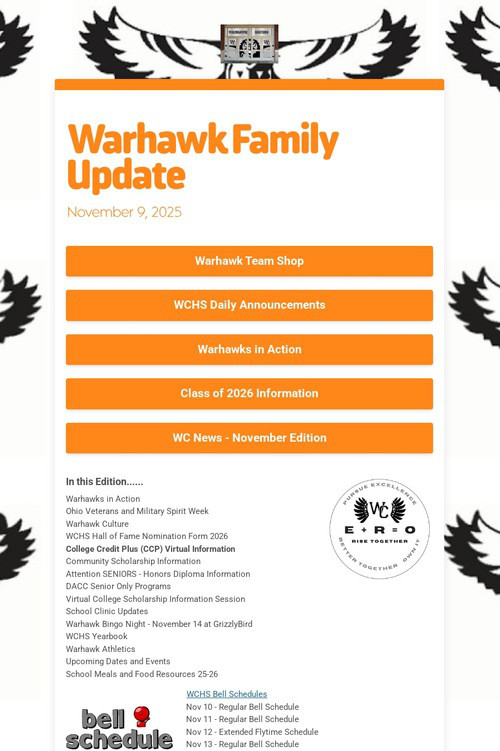 Warhawk Family Update