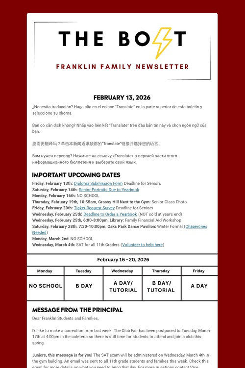 Weekly Family Newsletter