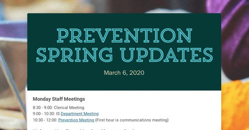 Prevention Spring Updates | Smore Newsletters for Education