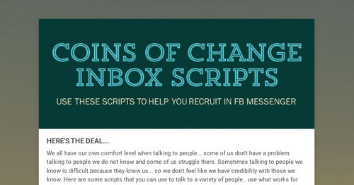 COINS OF CHANGE INBOX SCRIPTS | Smore Newsletters
