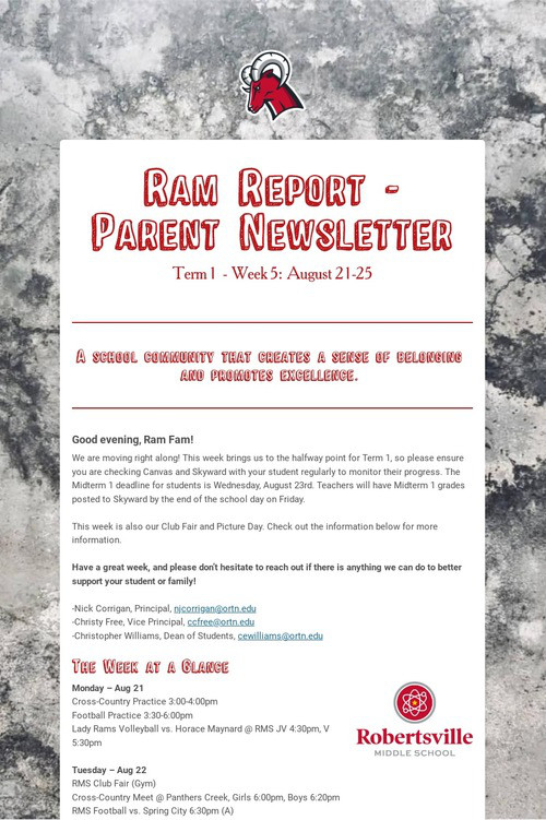 Ram Report - Parent Newsletter
