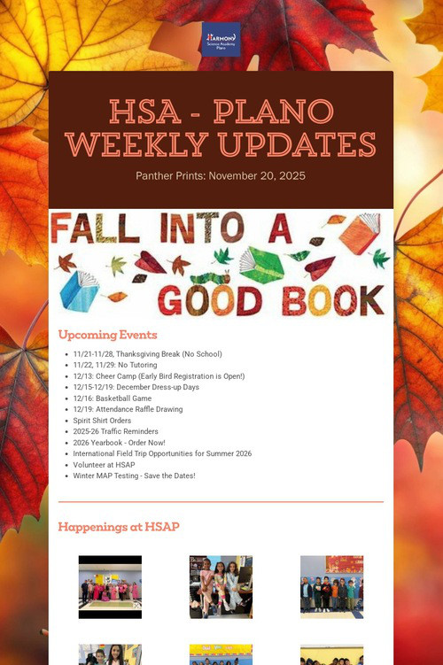 HSA - Plano Weekly Updates