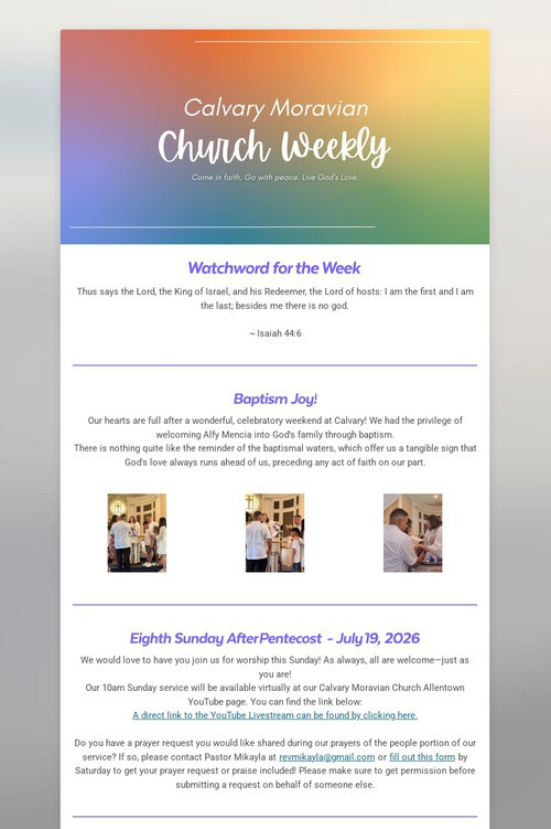 Calvary Moravian Church Weekly