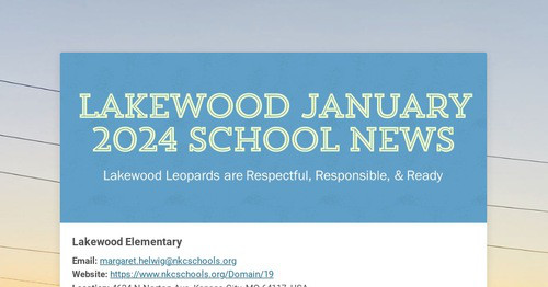 Lakewood January 2024 School News