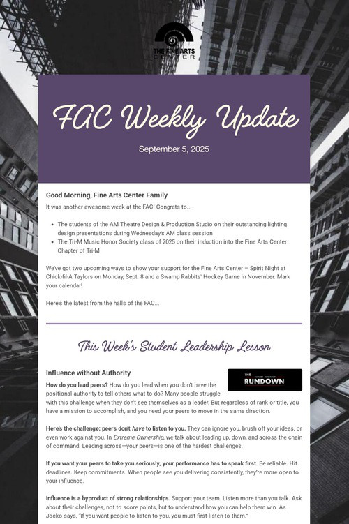 FAC Weekly Update
