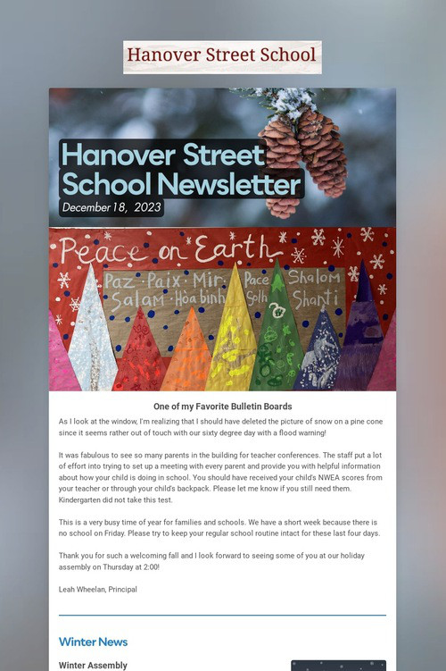 Hanover Street School Newsletter