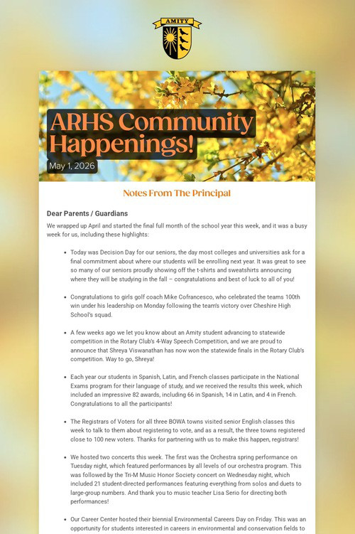 ARHS Community Happenings!