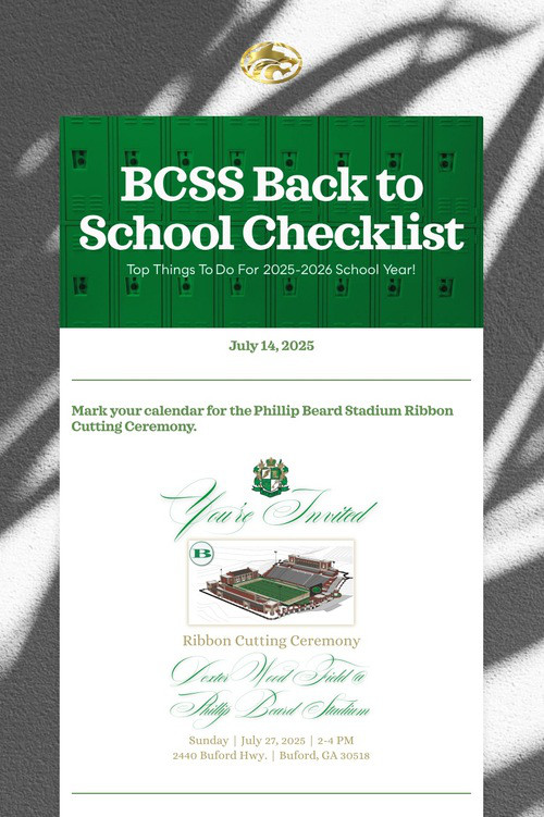 BCSS Back to School Checklist