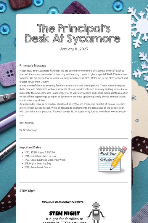 The Principal's Desk At Sycamore