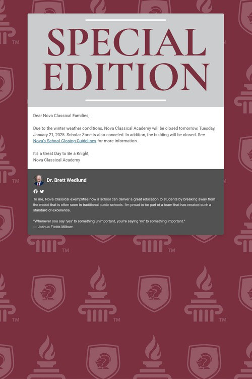 Special Edition-School closed 1/21