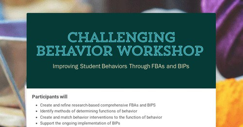 Challenging Behavior Workshop | Smore Newsletters
