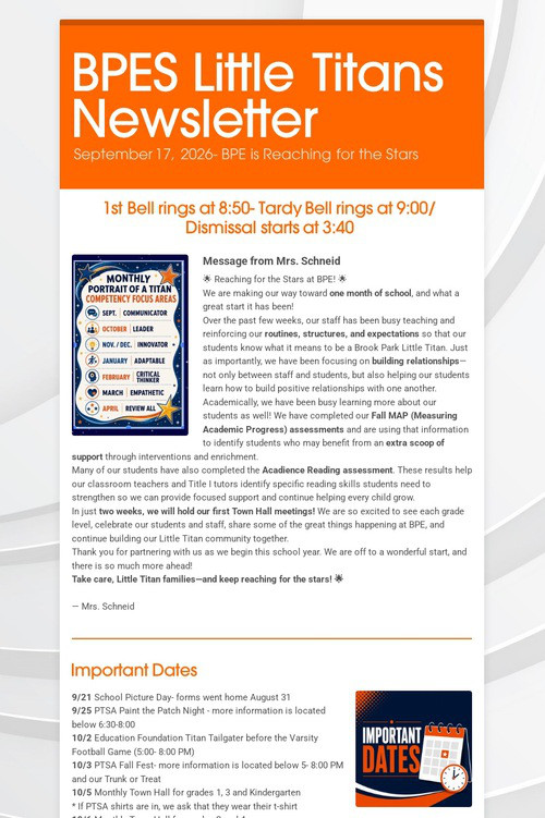 BPES Little Titans Newsletter