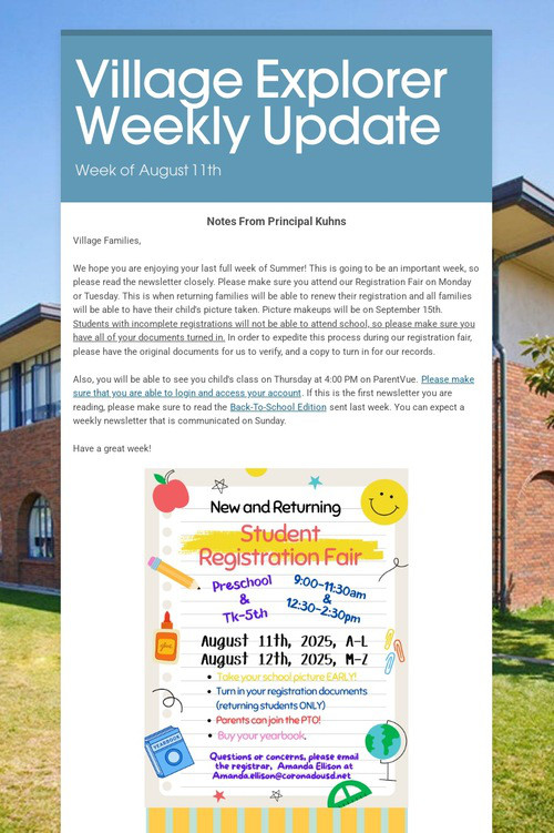 Village Explorer Weekly Update