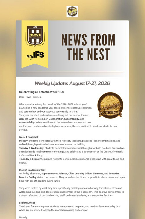 TCHMS Weekly Family Update