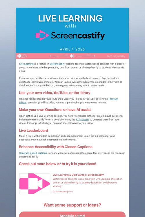 Live Learning with Screencastify