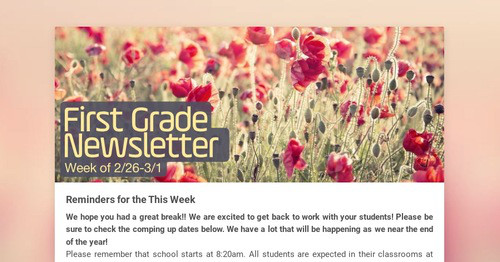 First Grade Newsletter