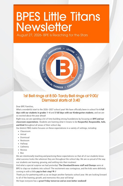 BPES Little Titans Newsletter