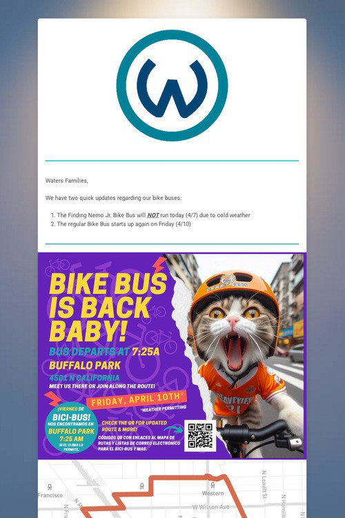 Waters Bike Bus Updates