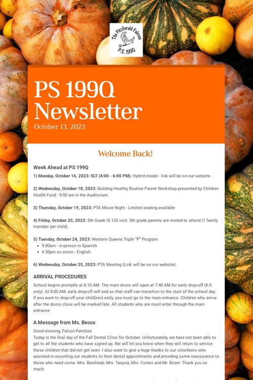 PS 199Q Newsletter