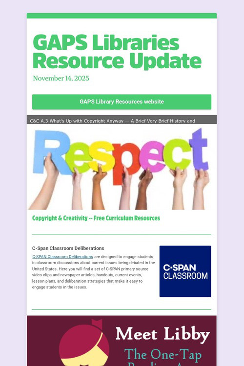 GAPS Libraries Resource Update