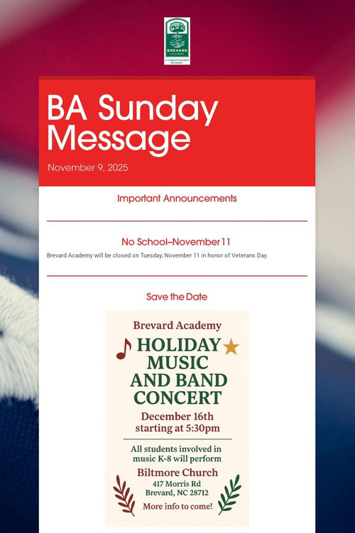 BA Sunday Message