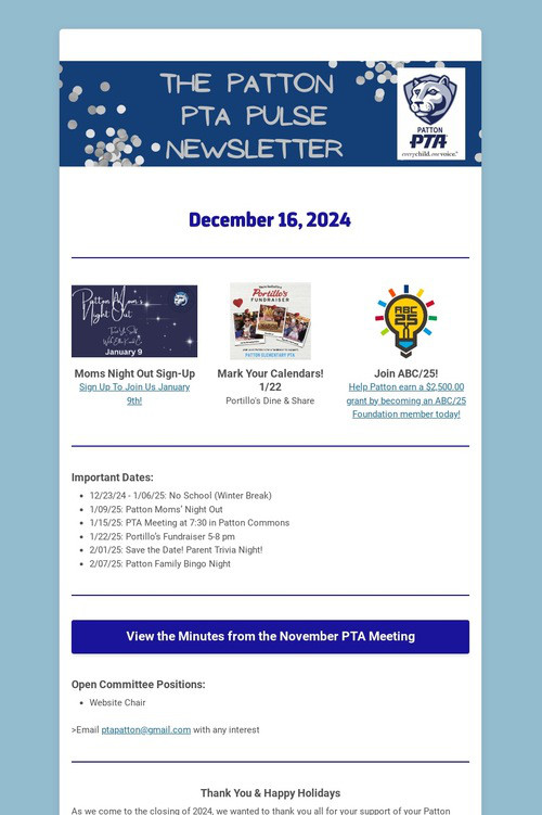 Patton PTA Pulse Newsletter