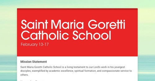 Saint Maria Goretti Catholic School | Smore Newsletters for Education