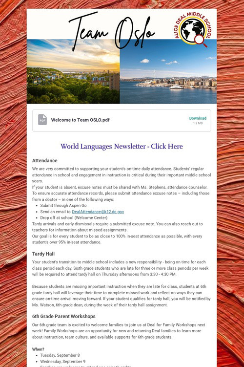 Team Oslo Weekly Newsletter