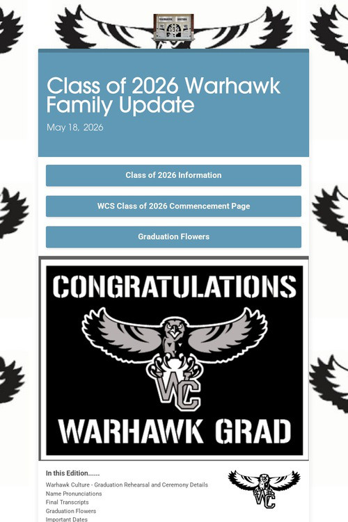Class of 2026 Warhawk Family Update