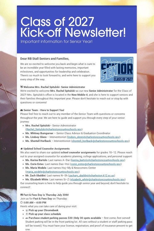 Class of 2027 Kick-off Newsletter!