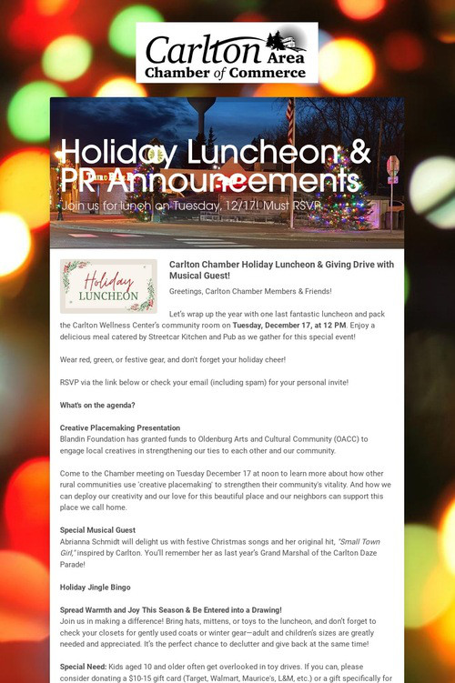 Holiday Luncheon & PR Announcements