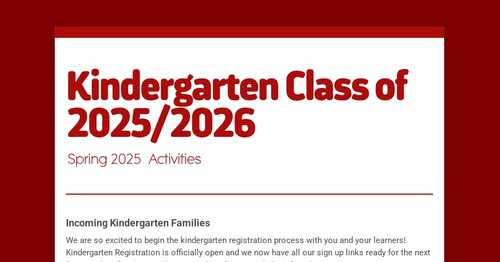 Kindergarten Class of 2025/2026