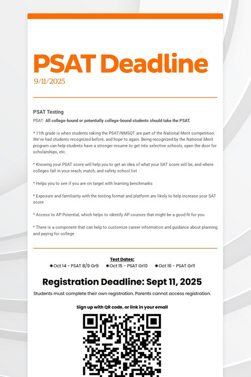 PSAT Deadline