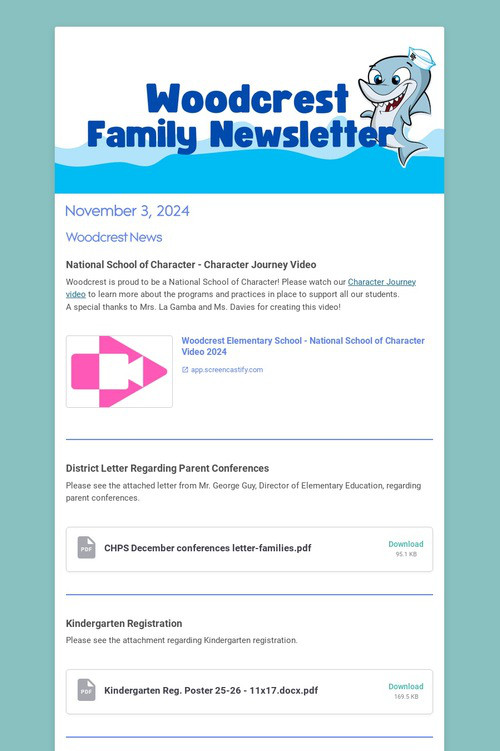 Woodcrest Family Newsletter