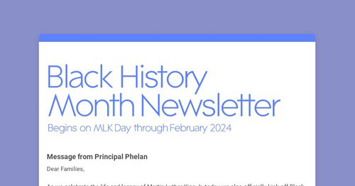 Black History Month Newsletter