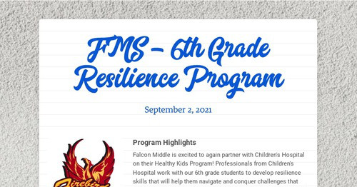 FMS - 6th Grade Resilience Program