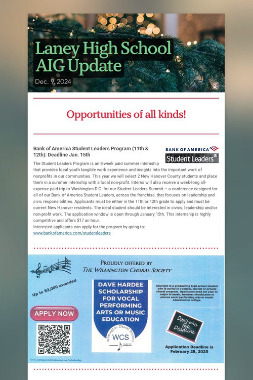 Laney High School AIG Update