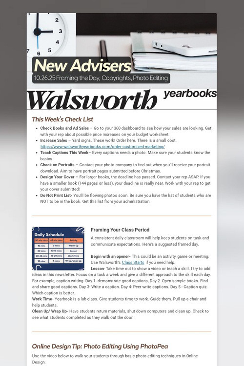 New Advisers