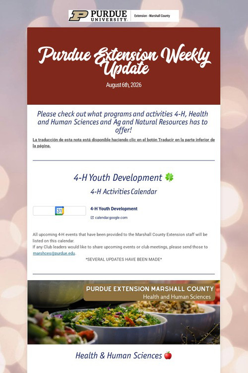 Purdue Extension Weekly Update