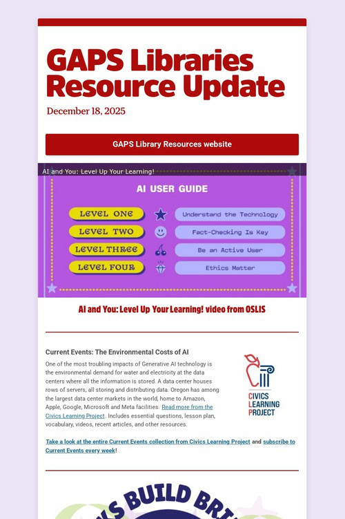 GAPS Libraries Resource Update